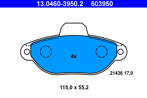 Brake Pad Set, disc brake - 13.0460-3950.2 ATE