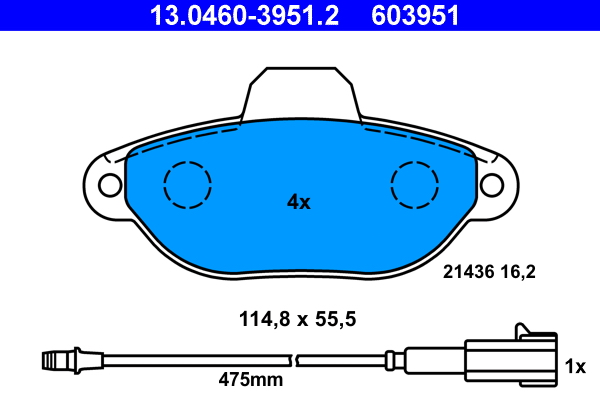 Brake Pad Set, disc brake - 13.0460-3951.2 ATE
