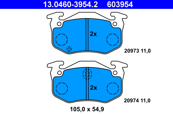 Brake Pad Set, disc brake - 13.0460-3954.2 ATE
