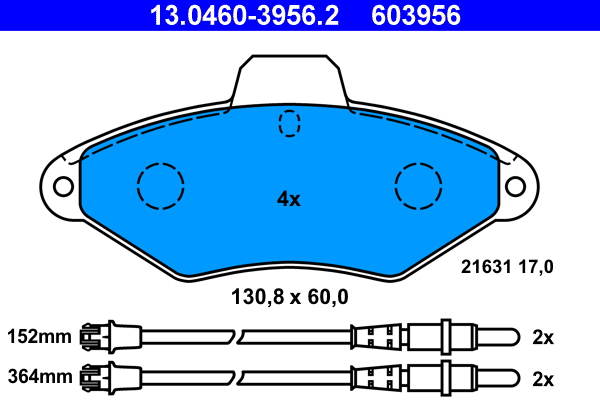 Brake Pad Set, disc brake - 13.0460-3956.2 ATE