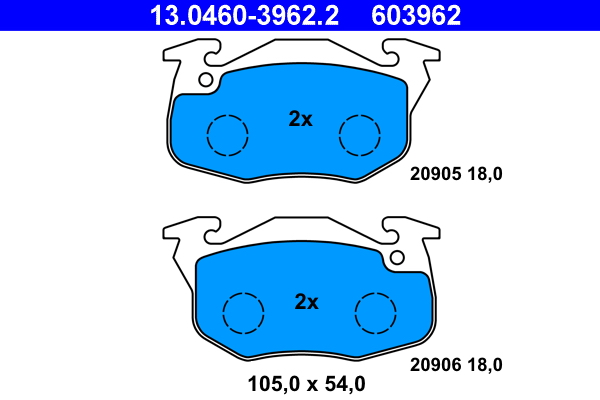 Brake Pad Set, disc brake - 13.0460-3962.2 ATE