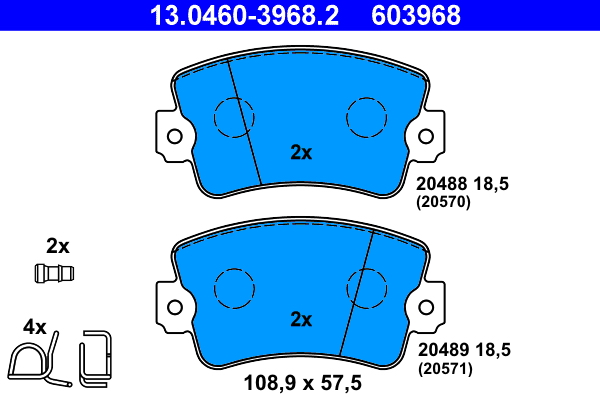 Brake Pad Set, disc brake - 13.0460-3968.2 ATE