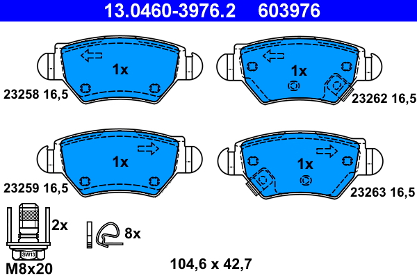 Kit pastiglie freno, Freno a disco - 13.0460-3976.2 ATE