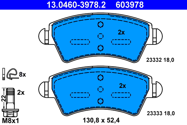 Brake Pad Set, disc brake - 13.0460-3978.2 ATE