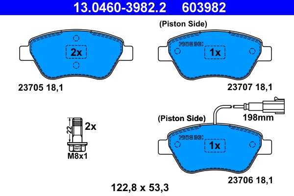 Kit pastiglie freno, Freno a disco - 13.0460-3982.2 ATE