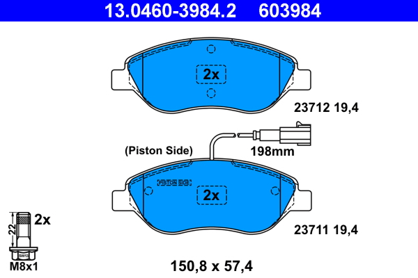 Brake Pad Set, disc brake - 13.0460-3984.2 ATE