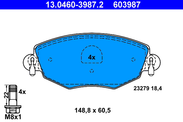 Brake Pad Set, disc brake - 13.0460-3987.2 ATE