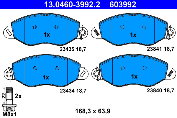 Brake Pad Set, disc brake - 13.0460-3992.2 ATE