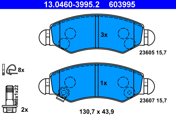 Brake Pad Set, disc brake - 13.0460-3995.2 ATE
