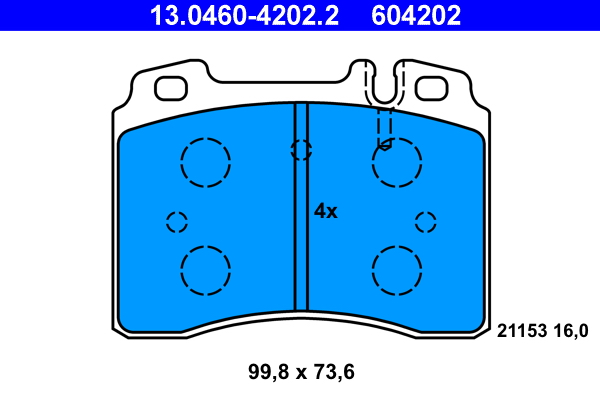 Brake Pad Set, disc brake - 13.0460-4202.2 ATE
