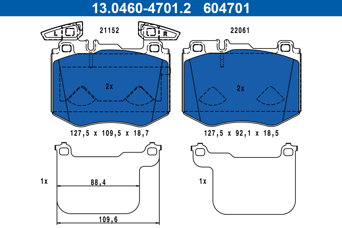 Brake Pad Set, disc brake - 13.0460-4701.2 ATE