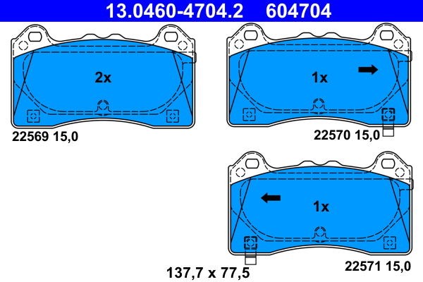 Kit pastiglie freno, Freno a disco - 13.0460-4704.2 ATE
