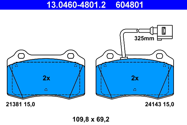 Kit pastiglie freno, Freno a disco - 13.0460-4801.2 ATE