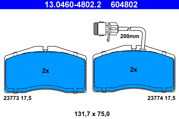 Kit pastiglie freno, Freno a disco - 13.0460-4802.2 ATE
