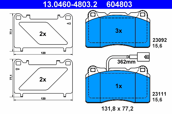 Kit pastiglie freno, Freno a disco - 13.0460-4803.2 ATE