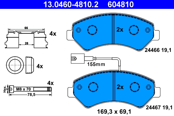 Kit pastiglie freno, Freno a disco - 13.0460-4810.2 ATE