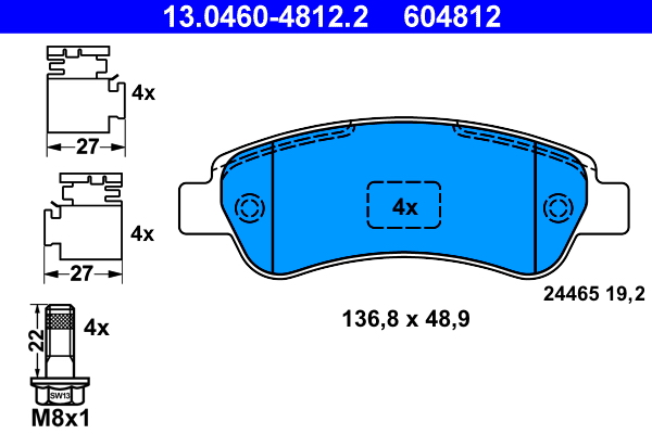 Kit pastiglie freno, Freno a disco - 13.0460-4812.2 ATE