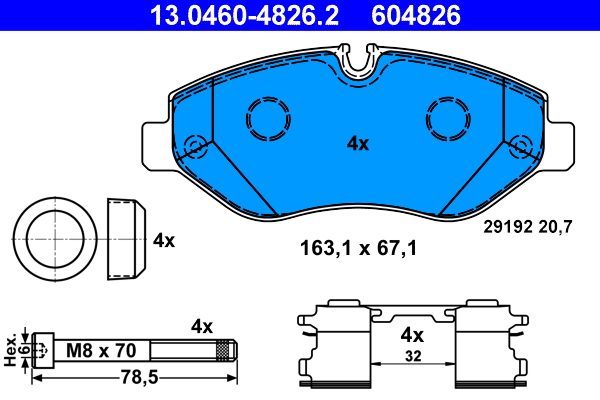 Brake Pad Set, disc brake - 13.0460-4826.2 ATE
