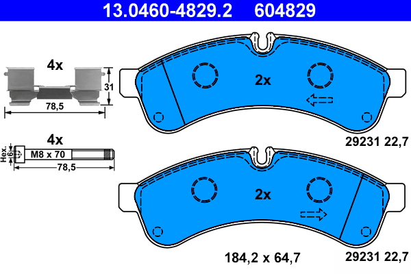 Brake Pad Set, disc brake - 13.0460-4829.2 ATE
