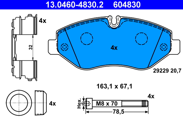 Kit pastiglie freno, Freno a disco - 13.0460-4830.2 ATE