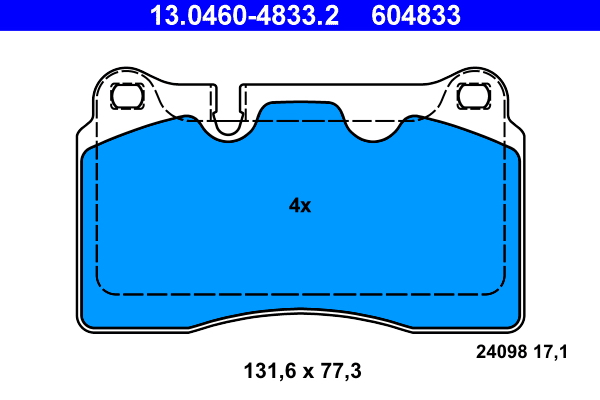 Brake Pad Set, disc brake - 13.0460-4833.2 ATE