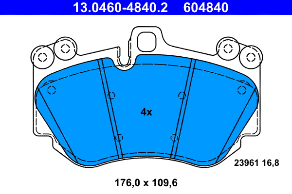 Brake Pad Set, disc brake - 13.0460-4840.2 ATE
