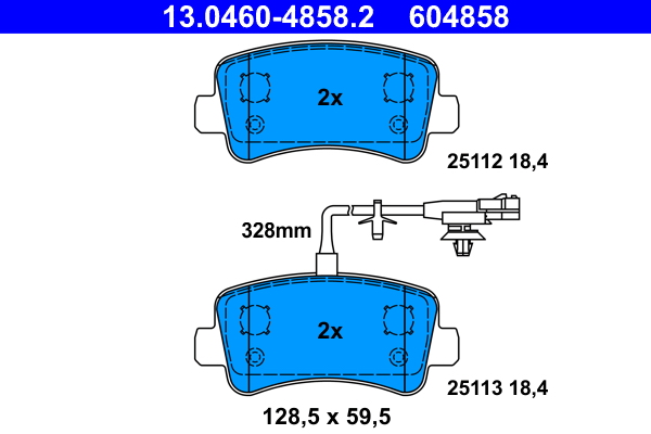 Brake Pad Set, disc brake - 13.0460-4858.2 ATE