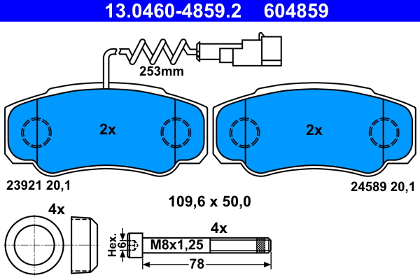 Kit pastiglie freno, Freno a disco - 13.0460-4859.2 ATE