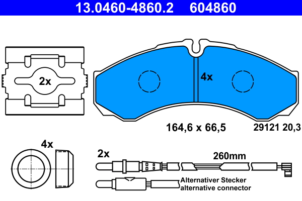 Kit pastiglie freno, Freno a disco - 13.0460-4860.2 ATE