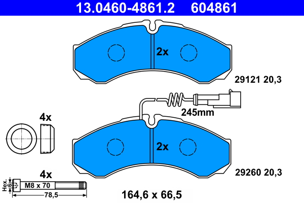 Brake Pad Set, disc brake - 13.0460-4861.2 ATE
