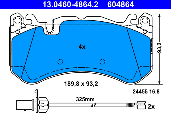 Kit pastiglie freno, Freno a disco - 13.0460-4864.2 ATE