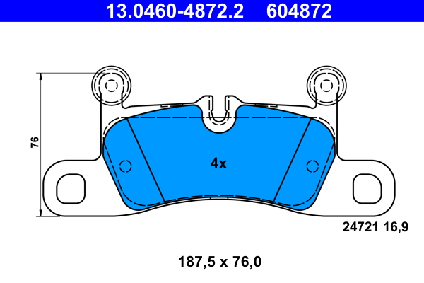 Brake Pad Set, disc brake - 13.0460-4872.2 ATE