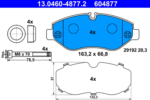 Brake Pad Set, disc brake - 13.0460-4877.2 ATE