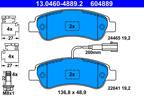 Brake Pad Set, disc brake - 13.0460-4889.2 ATE