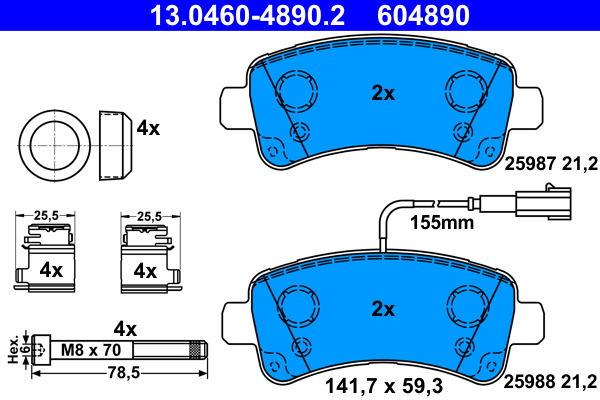 Kit pastiglie freno, Freno a disco - 13.0460-4890.2 ATE