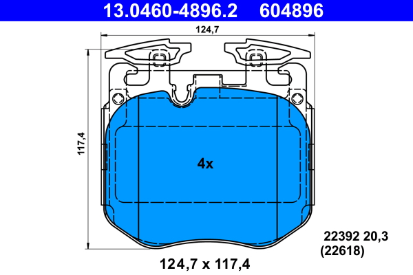 Brake Pad Set, disc brake - 13.0460-4896.2 ATE