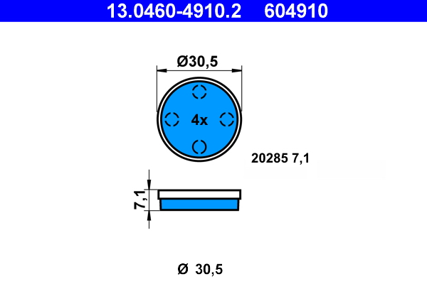 Brake Pad Set, disc brake - 13.0460-4910.2 ATE