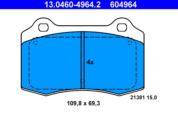 Brake Pad Set, disc brake - 13.0460-4964.2 ATE