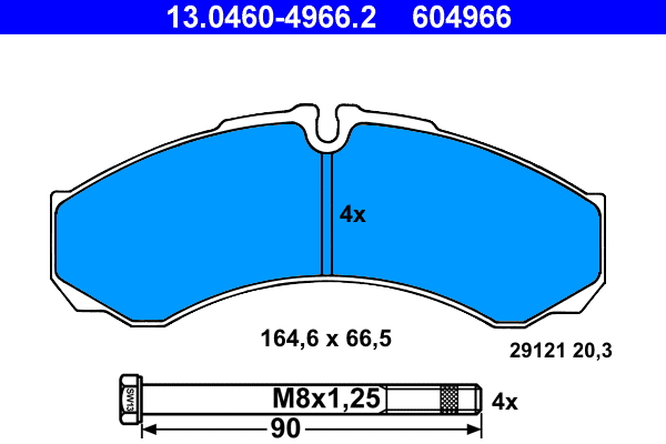 Kit pastiglie freno, Freno a disco - 13.0460-4966.2 ATE