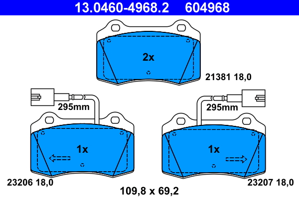 Kit pastiglie freno, Freno a disco - 13.0460-4968.2 ATE
