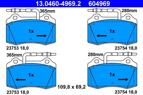 Kit pastiglie freno, Freno a disco - 13.0460-4969.2 ATE