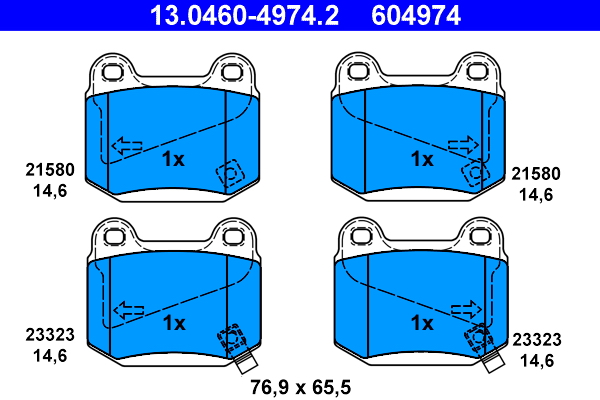 Brake Pad Set, disc brake - 13.0460-4974.2 ATE