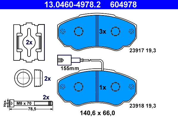 Kit pastiglie freno, Freno a disco - 13.0460-4978.2 ATE