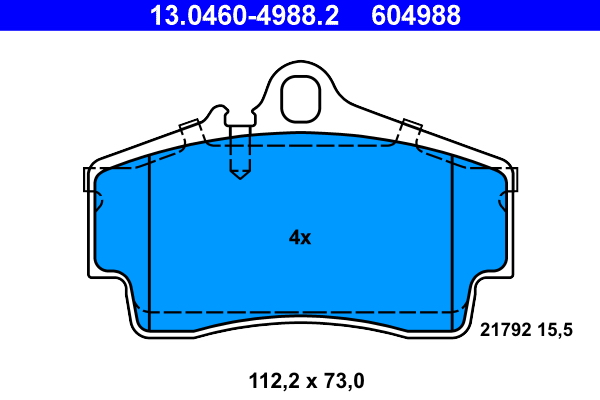 Brake Pad Set, disc brake - 13.0460-4988.2 ATE