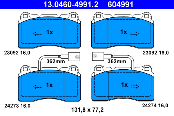 Kit pastiglie freno, Freno a disco - 13.0460-4991.2 ATE