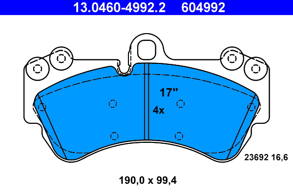 Brake Pad Set, disc brake - 13.0460-4992.2 ATE