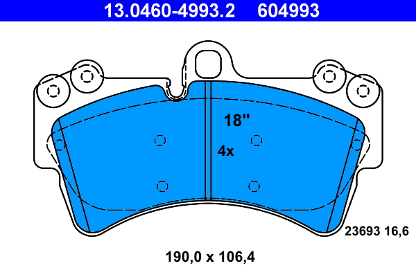 Brake Pad Set, disc brake - 13.0460-4993.2 ATE