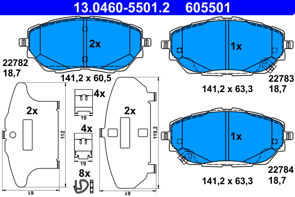 Kit pastiglie freno, Freno a disco - 13.0460-5501.2 ATE