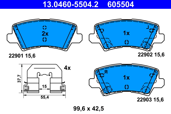 Brake Pad Set, disc brake - 13.0460-5504.2 ATE
