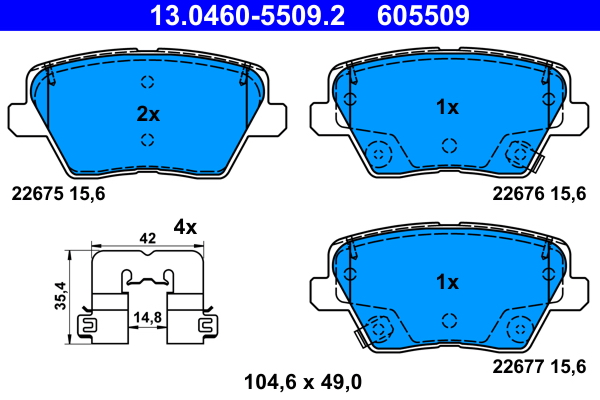 Kit pastiglie freno, Freno a disco - 13.0460-5509.2 ATE